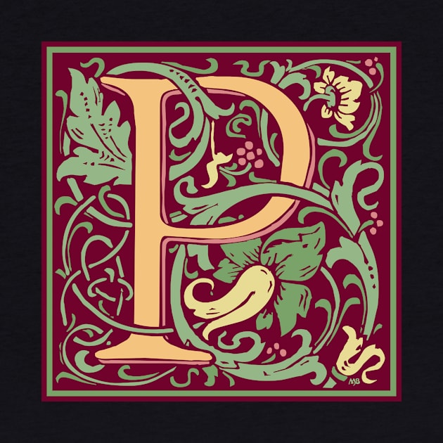 William Morris Vintage Letter P by MatchbookGraphics